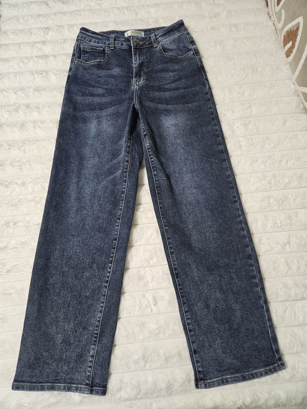 BAMBOO Women's Straight-Leg Jeans in Dark Blue Wash